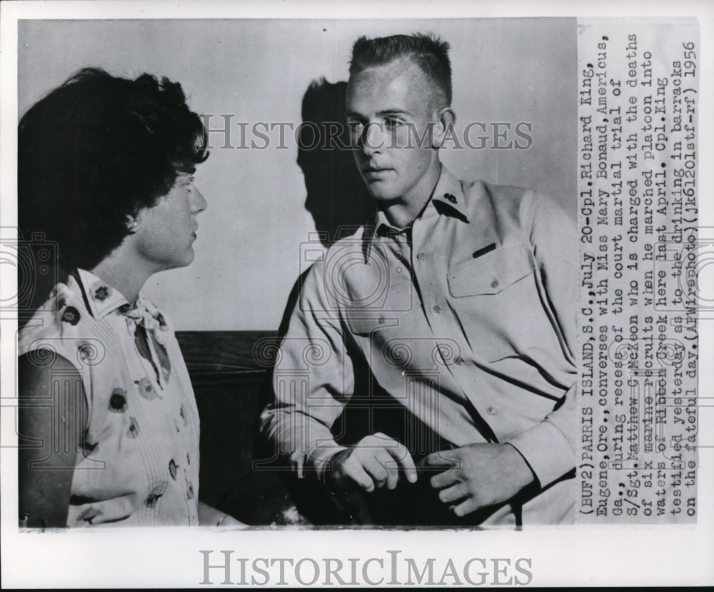 1966 Wire Photo Richard King converses with Ms. Mary Bonaud during recess-Historic Images