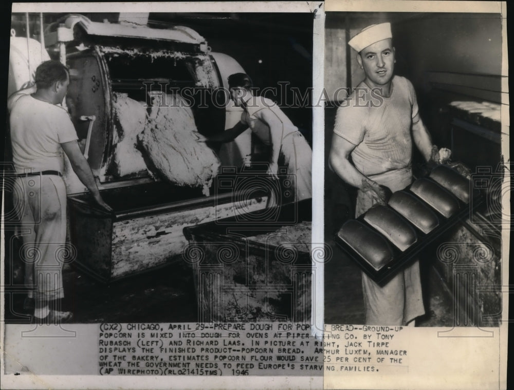 1946 Press Photo The finished product of dough for popcorn bread - Historic Images