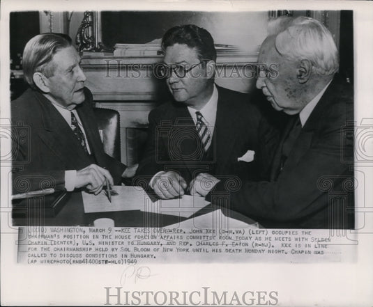 1949 Wire Photo Representative John Kee, Representative Charles Eaton & Chapin - Historic Images