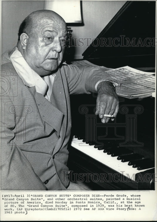 1972 Press Photo Ferde Grofe Grand Canyon Suite composer died at the age of 80. - Historic Images