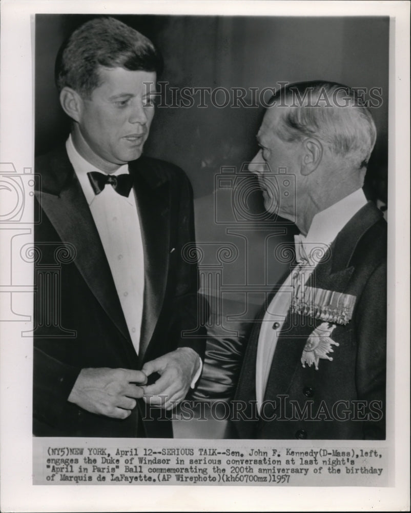 1956 Press Photo John F. Kennedy with the Duke of Winsor - Historic Images