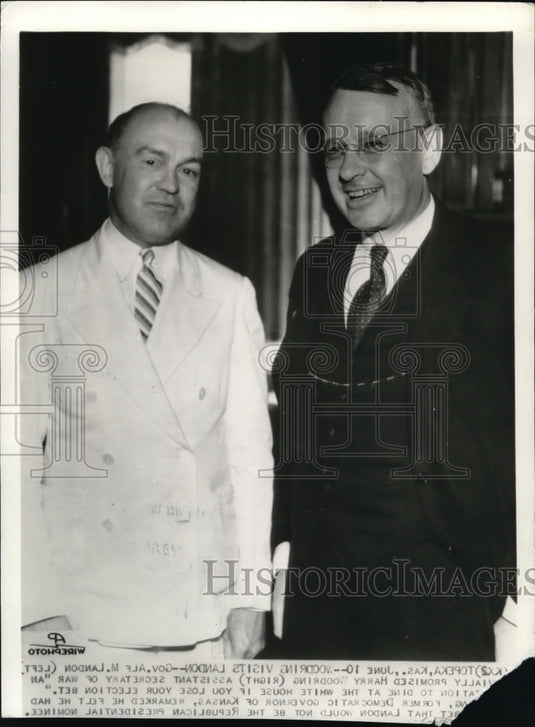 Press Photo Topeka, KS-Alabama Gov. Alf Landon and Harry Woodring - Historic Images