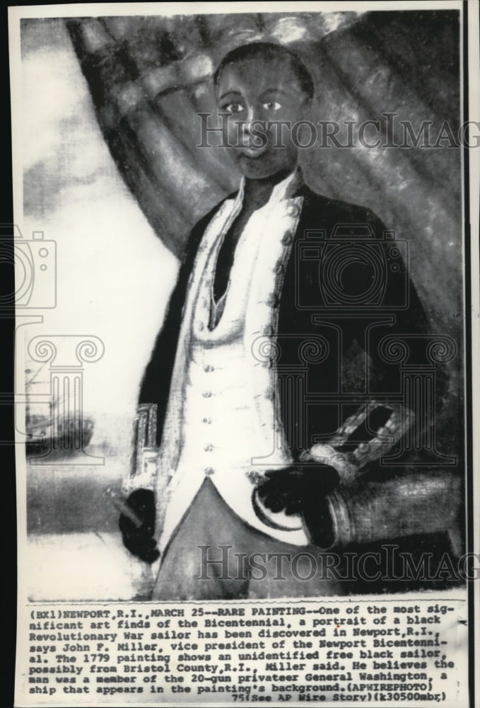 1975 Press Photo Portrait of a Black Revolutionary War Sailor discovered in R.I. - Historic Images