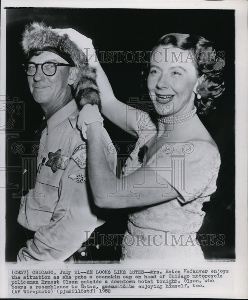 1952 Mrs. Estes Kefauver with policeman Ernest Olson - Historic Images
