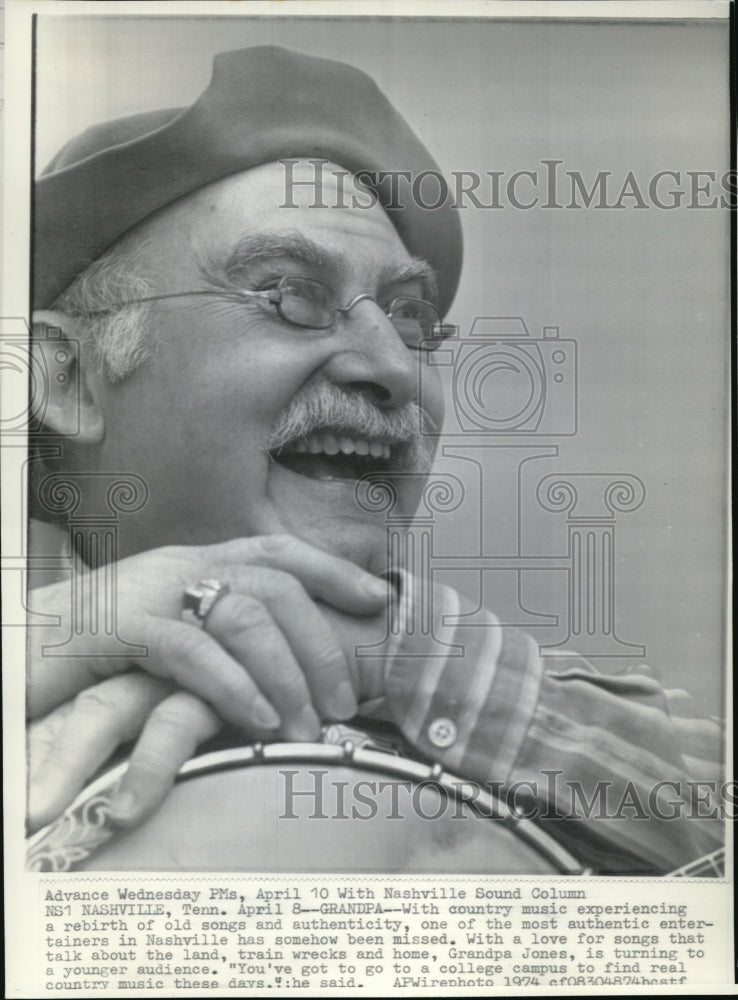 1974 Press Photo Grandpa Jones the Most Authentic Entertainers in Nashville - Historic Images