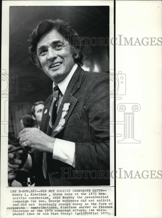 1973 Wire Photo Henry Kimelman at the democratic Convention  - Historic Images