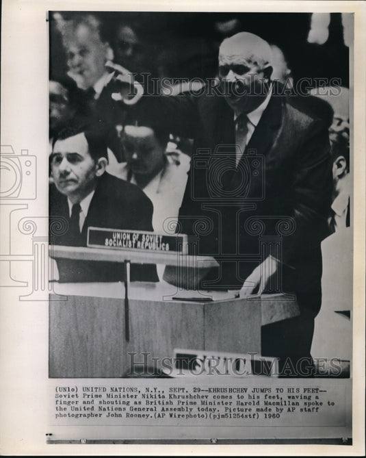 1960 Wire Photo Soviet Prime minister Nikita Khrushchev comes to his feet - Historic Images