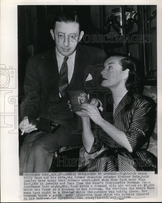 1950 Night Club owner Billy Rose with his wife Eleanor Holm - Historic Images