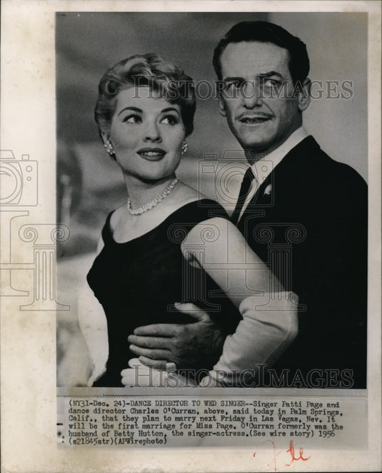 1956 Press Photo Singer Patti Page with her fiance dance Dir. Charles O'Curran - Historic Images