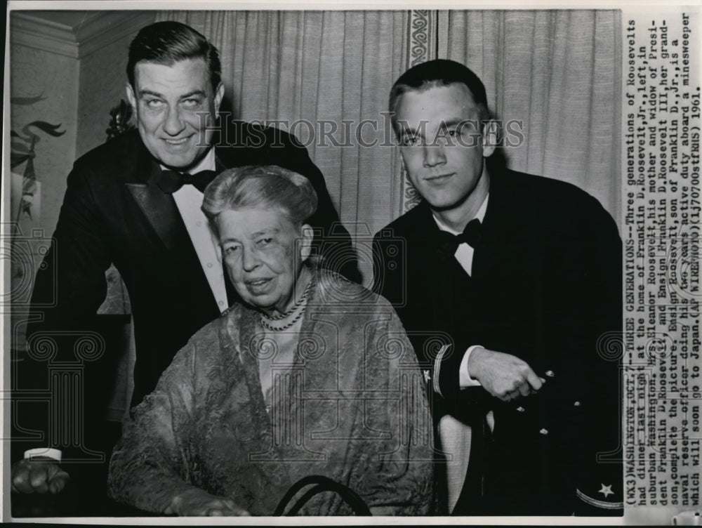 1961 Press Photo Three generations of Roosevelts had dinner at home - Historic Images