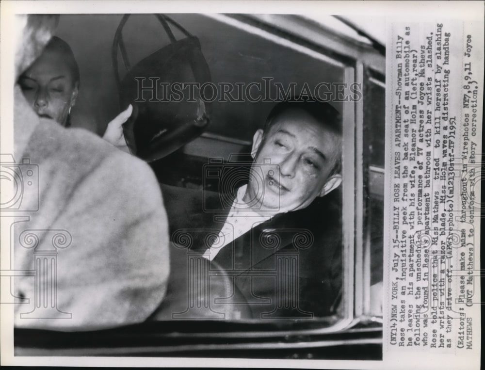 1951 Wire Photo Showman Billy Rose with wife Eleanor Holn - cvw04521 - Historic Images