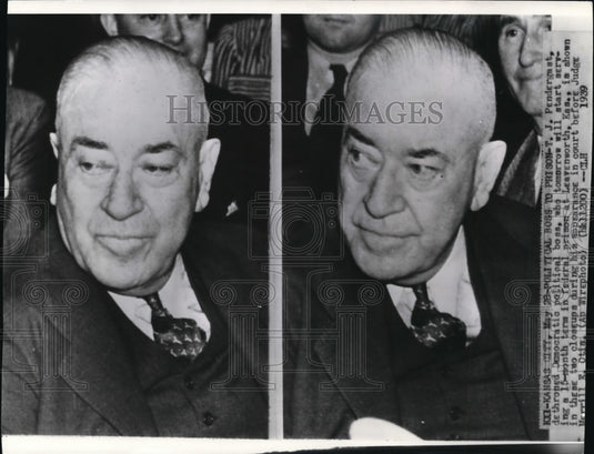 1939 Wire Photo T.J. Pendergast Will Serving a 15 Month Term in Federal Prison-Historic Images