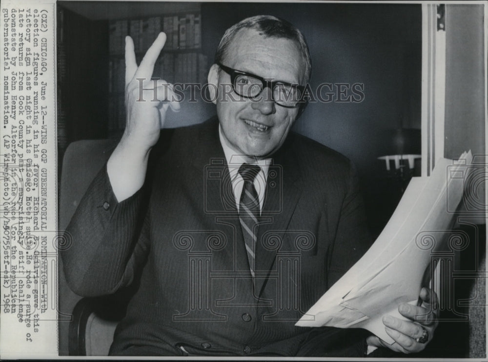 1968 Wire Photo With election figures running in his favor, Richard B. Ogilvie - Historic Images