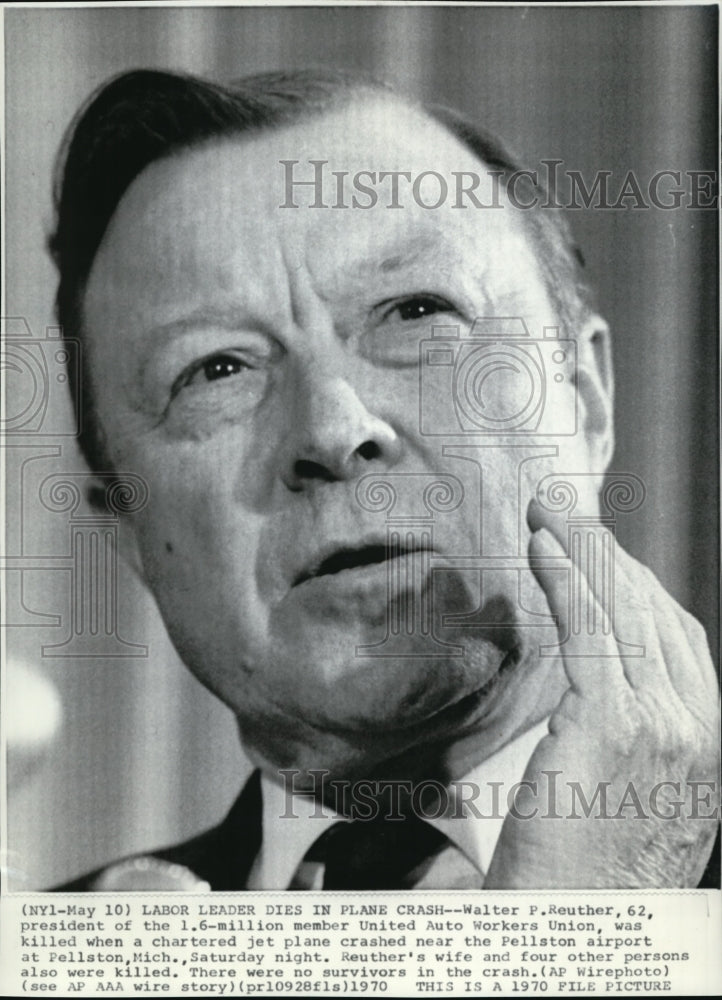 1970 Wire Photo United Auto Workers Union President Walter Reuther - cvw04648-Historic Images