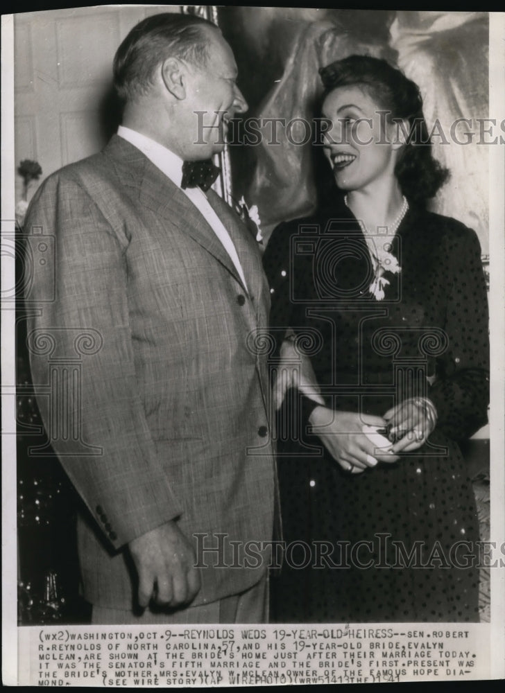1941 Press Photo Senator Robert Reynolds with his wife Evalyn McLean - Historic Images