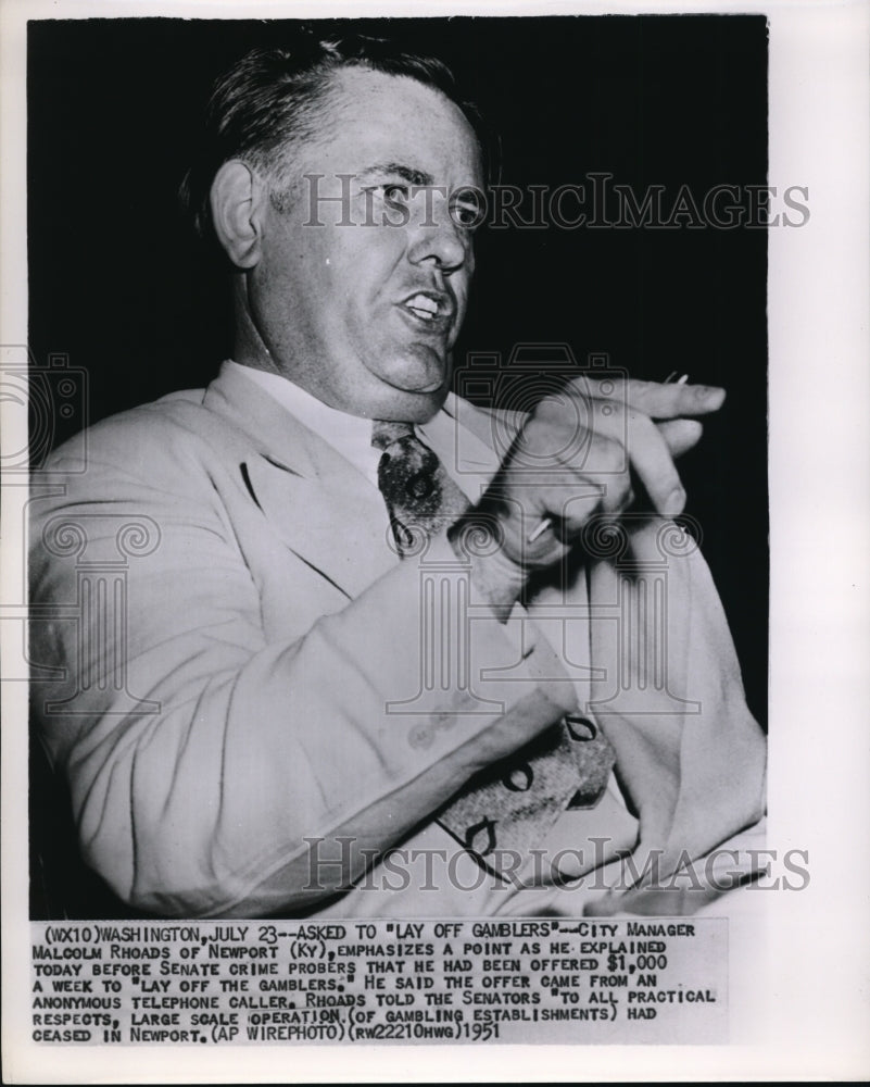 1951 Press Photo City Manager Malcolm Rhodes - Historic Images