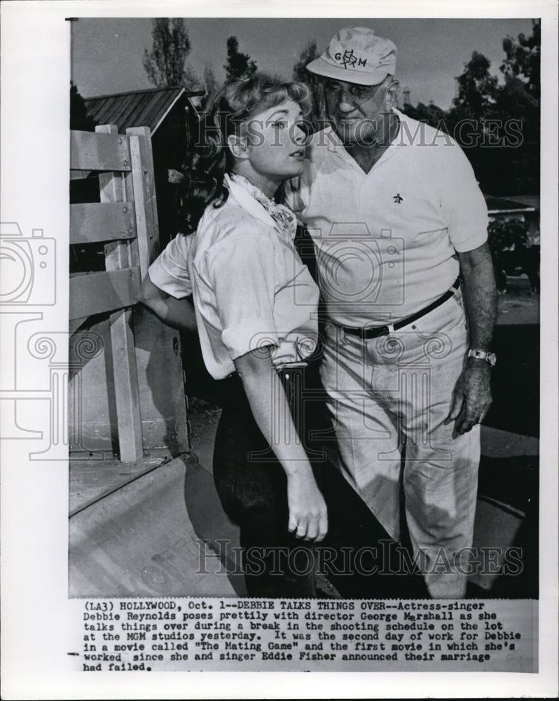 1958 Press Photo  Singer actress Debbie Reynolds and actor Tony Randall - Historic Images