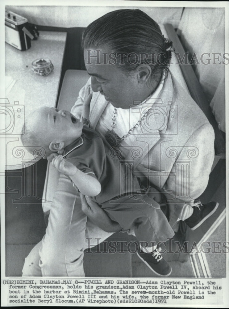 1971 Powell and 7 month old Grandson at Bimini, Bahamas - Historic Images