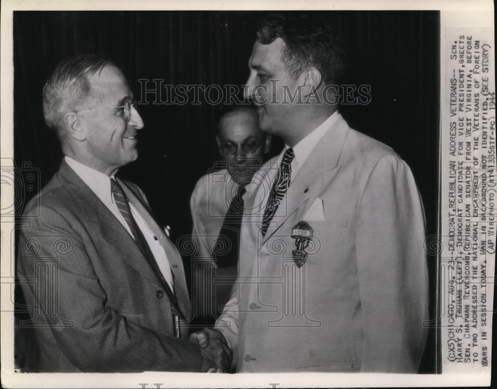 1944 Wire Photo Sen. Harry S.Truman greets Sen. Chapman Revercomb. - cvw04915 - Historic Images