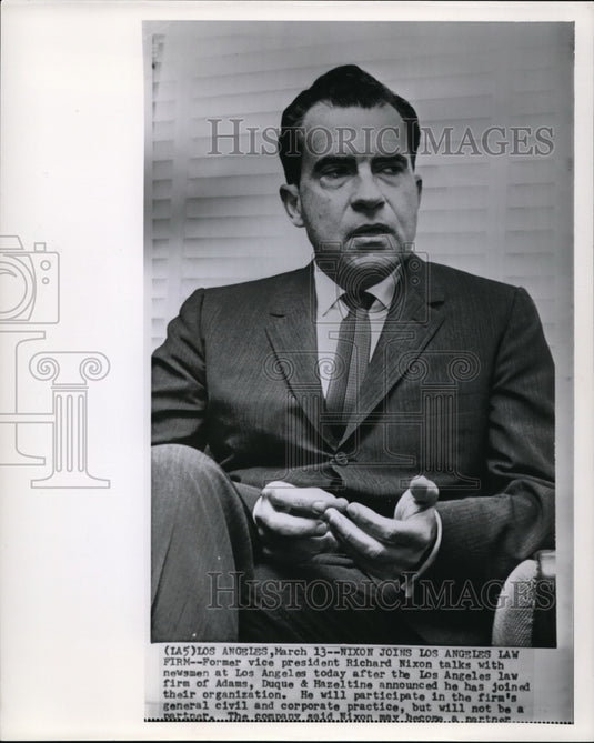 1961 Wire Photo Vice Pres Richard Nixon joins Los Angeles Law Firm  - Historic Images