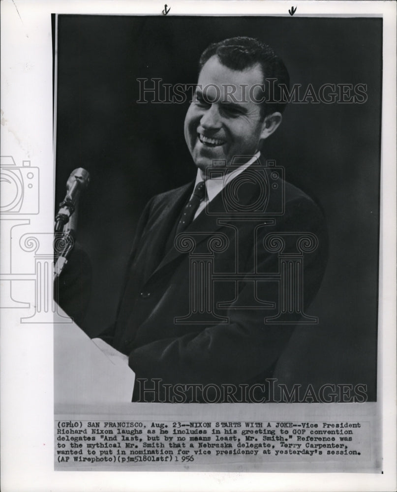 1956 Vice Pres Richard Nixon includes a joke at GOP convention-Historic Images