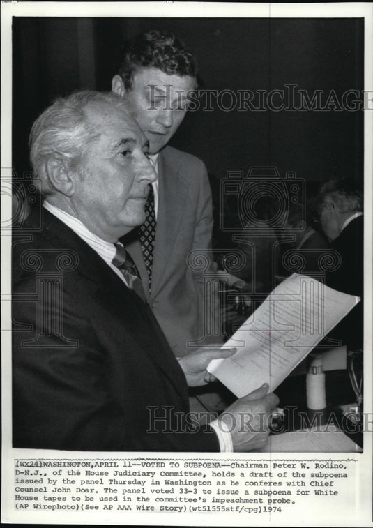 1974 Chairman Peter Rodino's conference with Chief Counsel John Doar-Historic Images