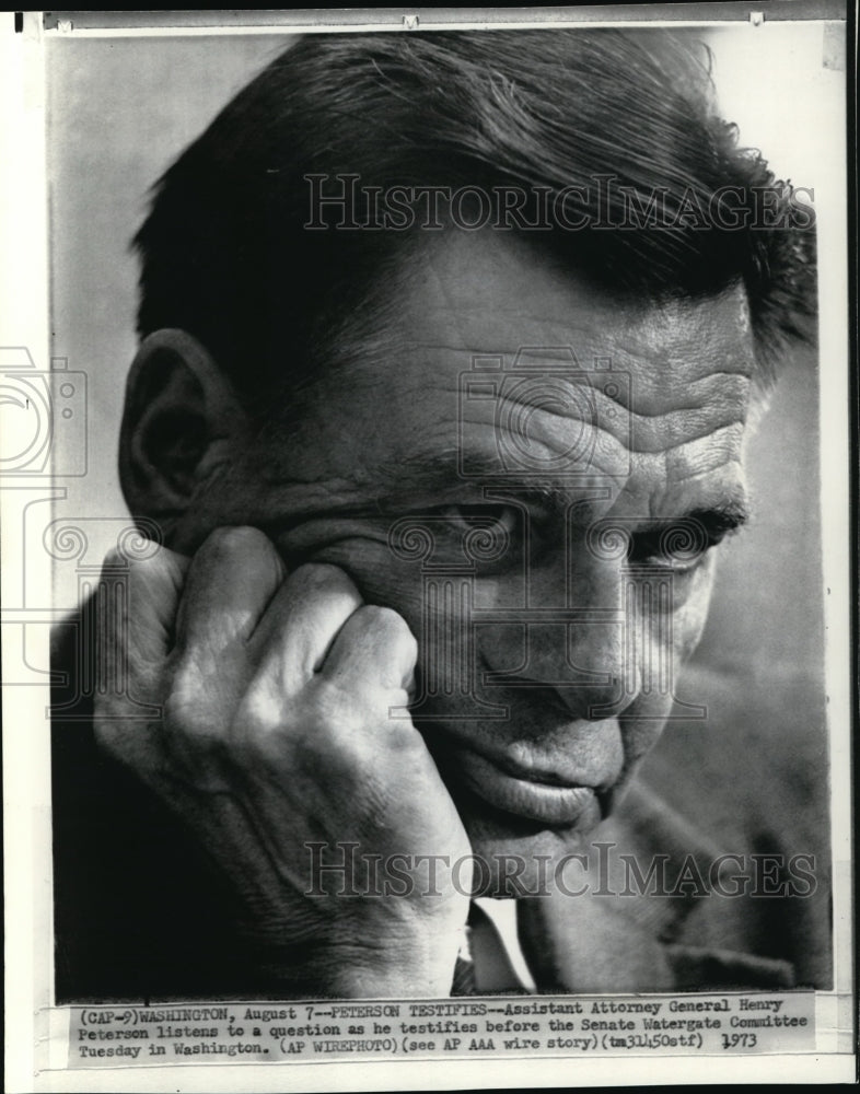 1973 Atty, Gen. Henry Peterson Listens as He Testifies-Historic Images