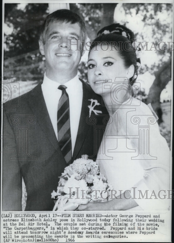 1966 Actress Ashley &amp; Actor Peppard wedding at the Bel AIr Hotel. - Historic Images