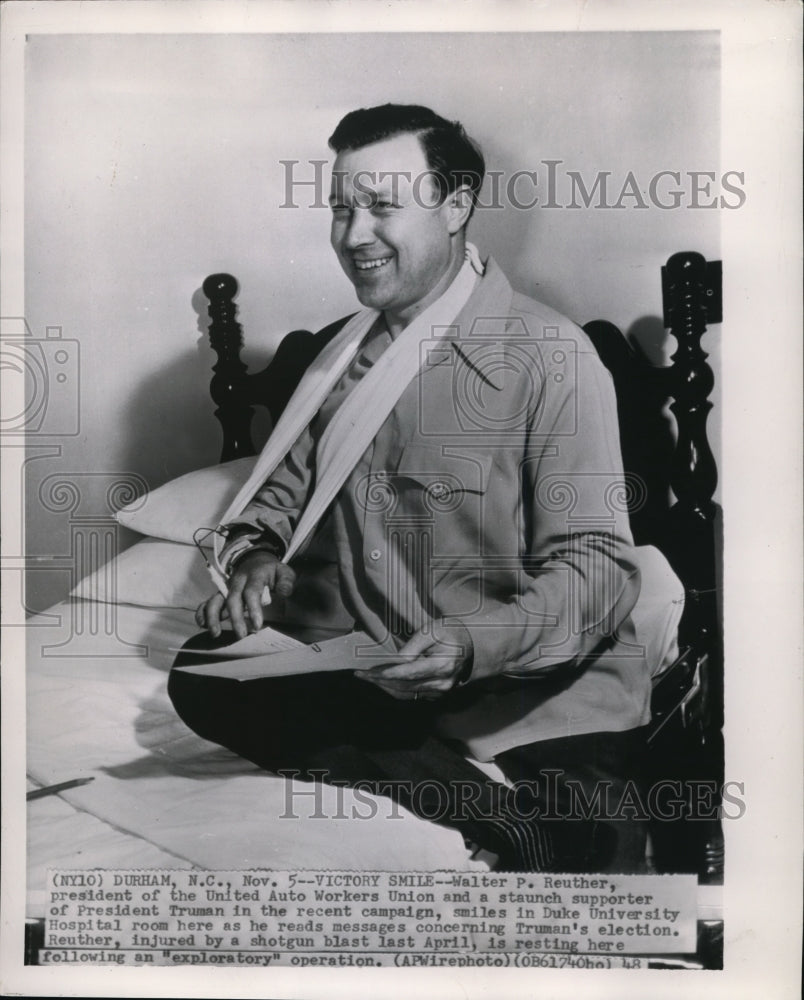 1948 Wire Photo Walter P. Reuther, president of the United Auto Workers Union - Historic Images
