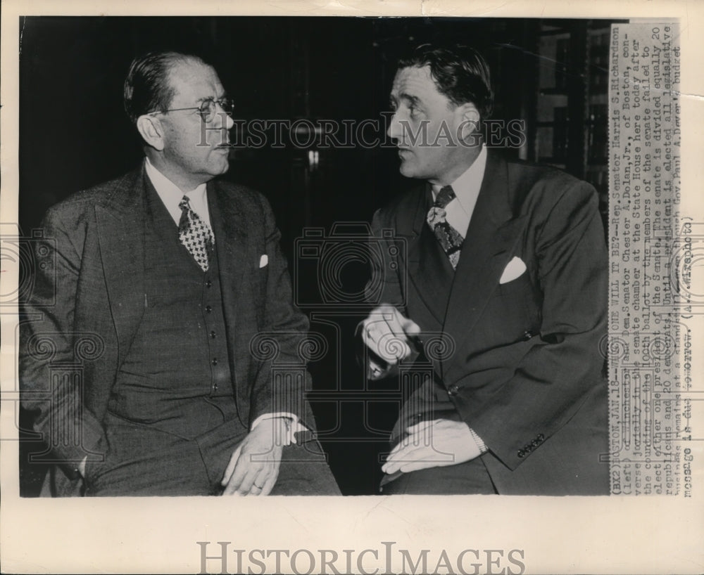 1949 Press Photo Rep. Senator Harris S. Richardson of Winchestor and Dem. - Historic Images