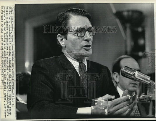 1972 Wire Photo Elliot L.Richardson, Sec. of Health, Education and Welfare. - Historic Images