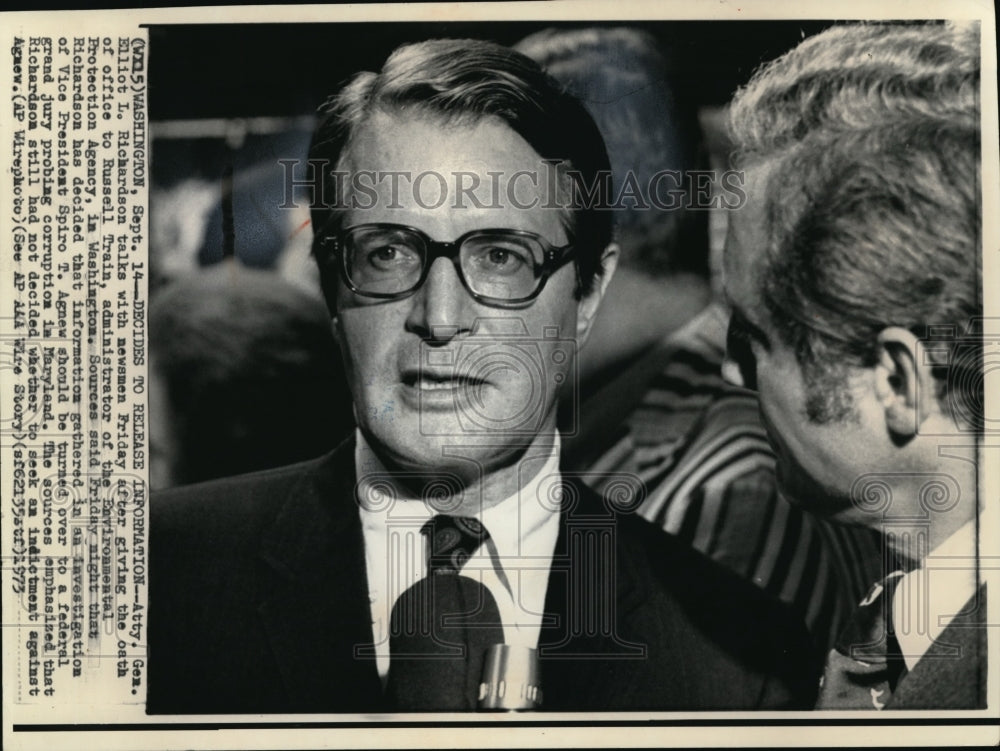 1973 Press Photo Attorney General Elliot Richardson - Historic Images