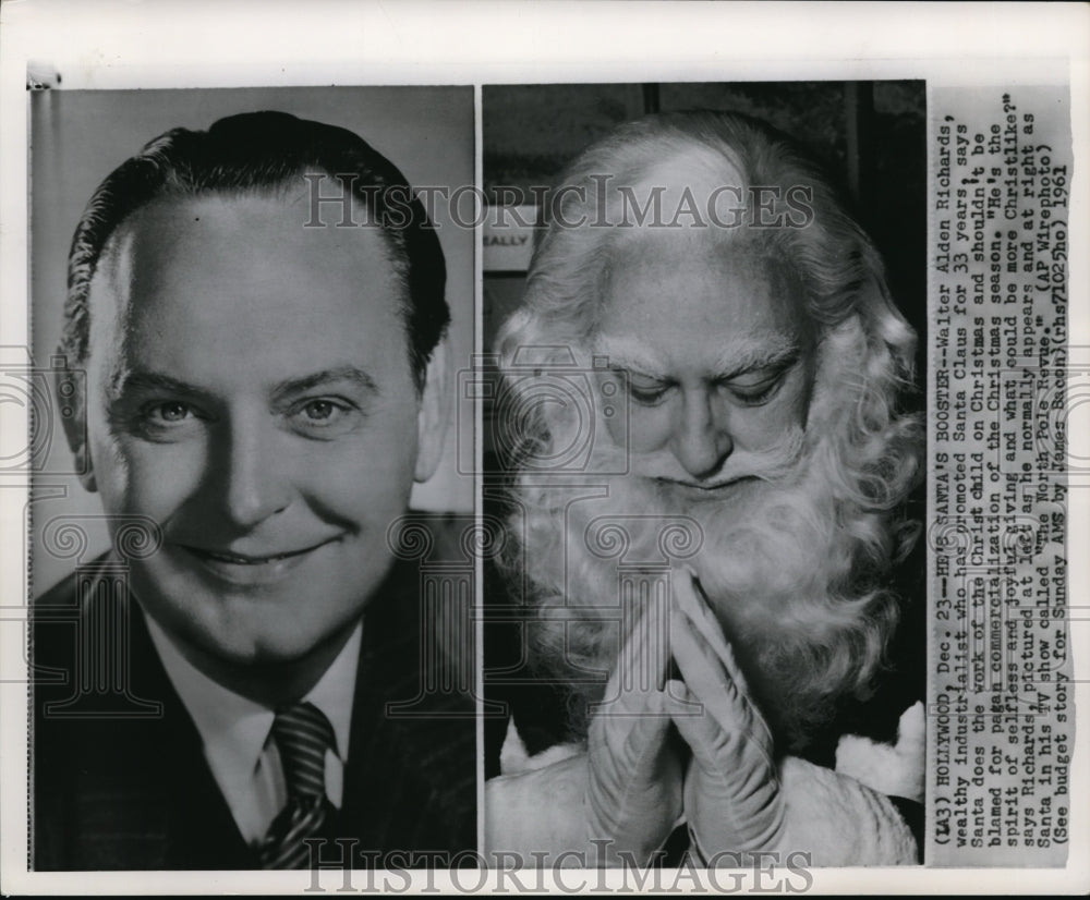 1962 Press Photo Walter Alden Richards, industrialist promoting Santa Claus - Historic Images