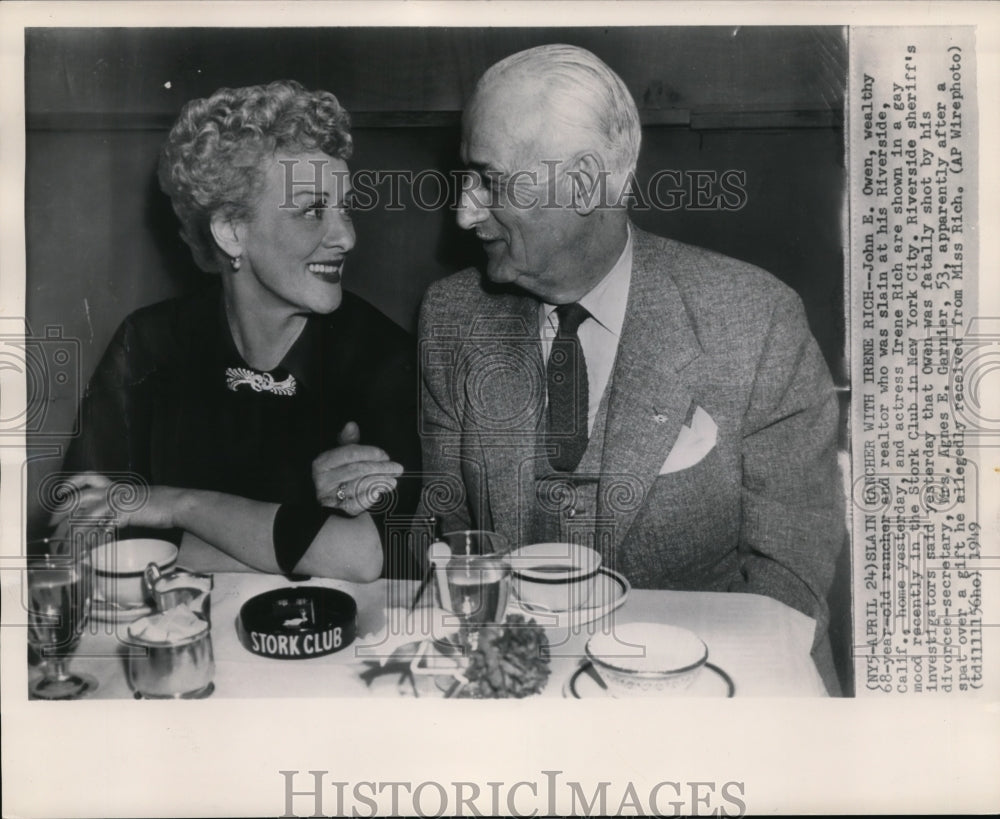 1949 Wire Photo Wealthy John Owen with Irene Rich - cvw05134-Historic Images