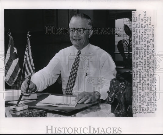1954 Wire Photo Cincinnati Mayor Carl W. Rich - cvw05136 - Historic Images