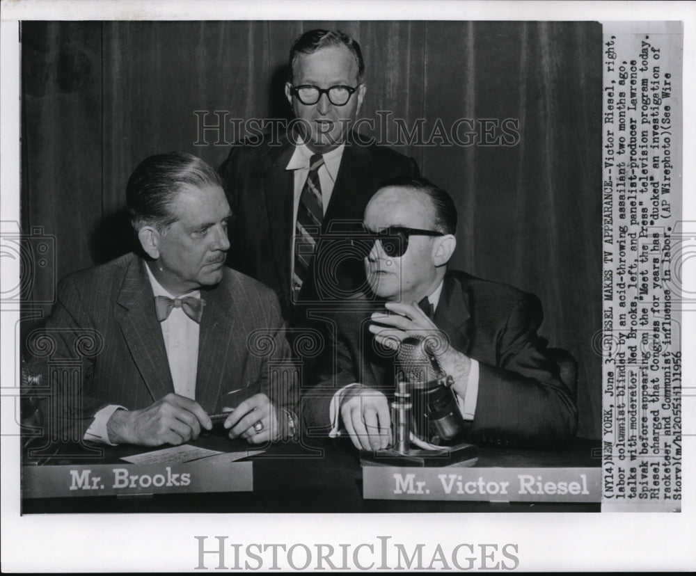 1956 Press Photo Victor Riesel, Ned Brooks and Lawrence Spwak - Historic Images