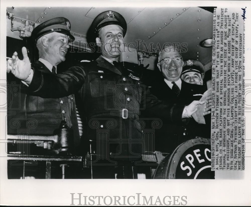 Press Photo Gen. Matthew Ridgway, Gen Lawton Collins and President Truman - Historic Images