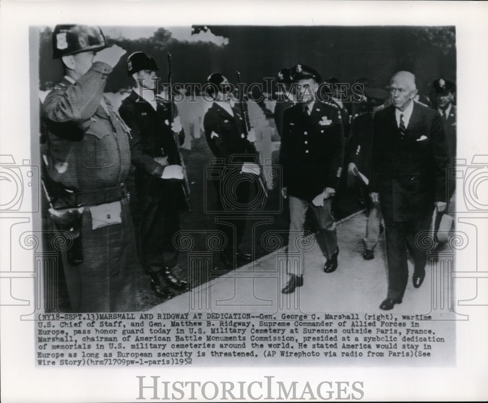 1952 Press Photo Gen. George G. Marshall, wartime U.S. Chief of Staff - Historic Images