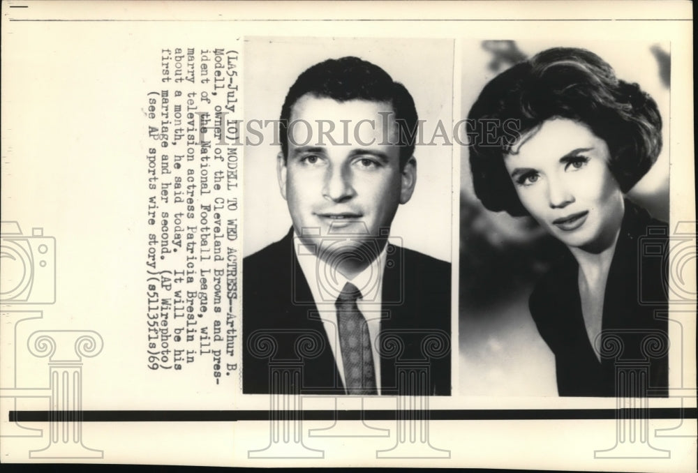 1969 Press Photo Art Modell will marry TV Actress Patricia Breslin - Historic Images