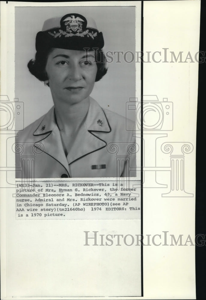 1970 Press Photo Mrs Hyman G. Rickover, the former Cmdr Eleonore A. Bednowicz - Historic Images