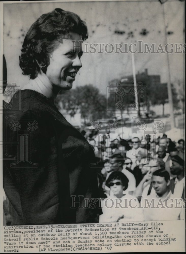 1967 Wire Photo Mary Ellen Riordan, pres of the Detroit Federation of Teachers-Historic Images