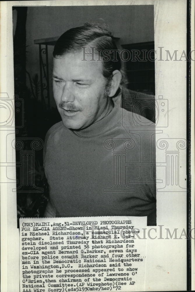1972 Wire Photo Richardson said developed photographsfor ex - CIA agent Barker-Historic Images