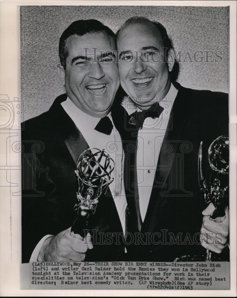 1963 Press Photo Dir. Rich &amp; Writer Reiner won Emmies for the DIck Van Dyke show - Historic Images