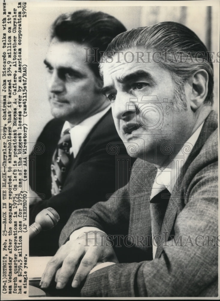 1976 Wire Photo Chairman Riccardo report its earned $34.9M on 4th quarter,1975-Historic Images