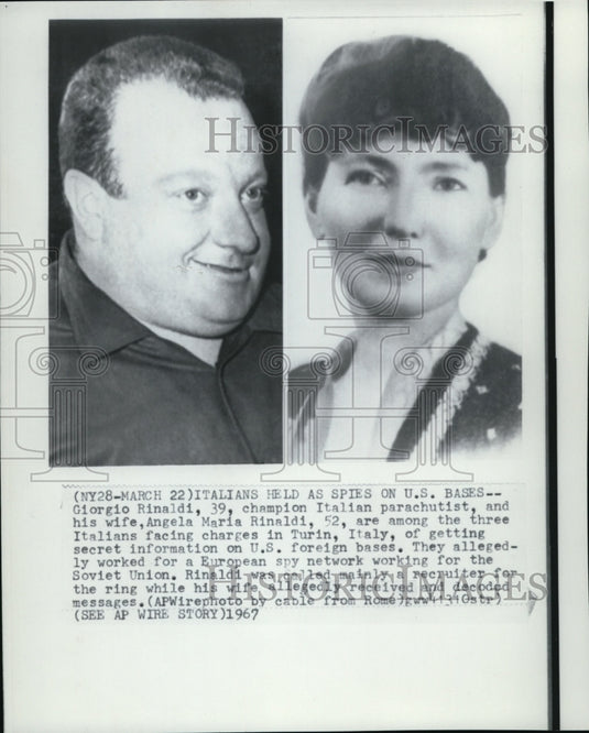 1967 Wire Photo Rinnaldi & RInaldi are Italians held as spies on U.S. bases - Historic Images
