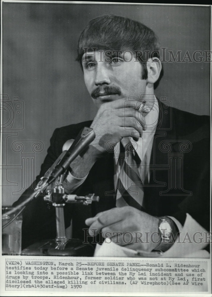1970 Wire Photo Ridenhour testifies in Senate juvenile deliquency subcommittee - Historic Images