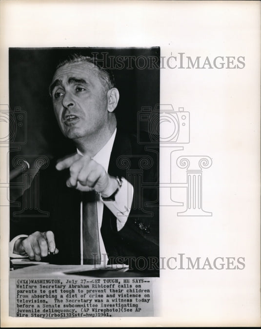 1961 Ribicoff's advice to parents, Be tough to prevent crimes - Historic Images