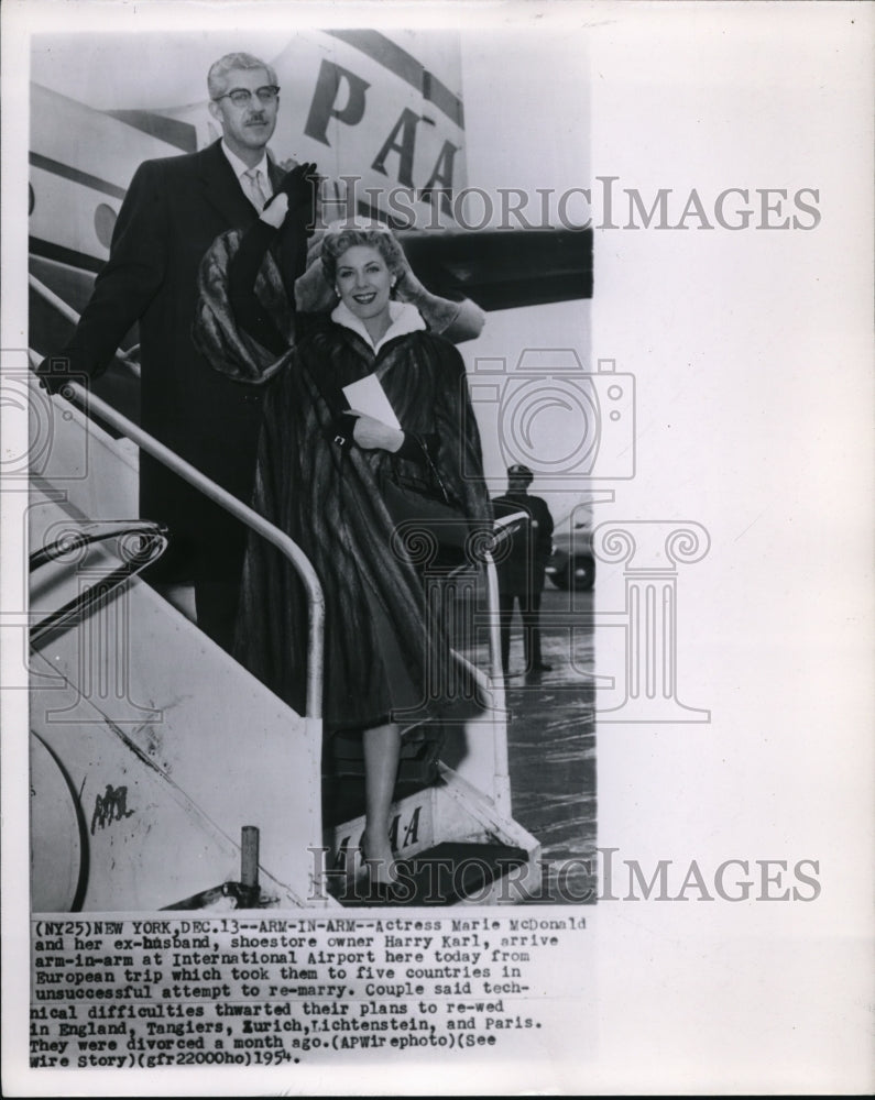 1954 Wire Photo Actress Marie McDonald and her ex husband Harry Karl - cvw05435-Historic Images