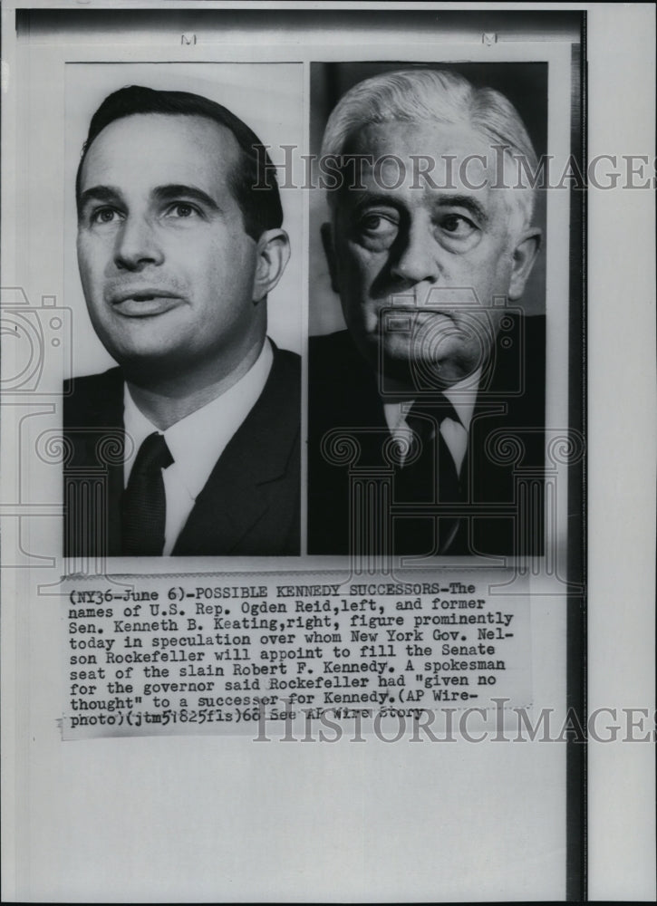 1968 Press Photo U.S. Representative Ogden Reid and former Sen. Kenneth Keating - Historic Images
