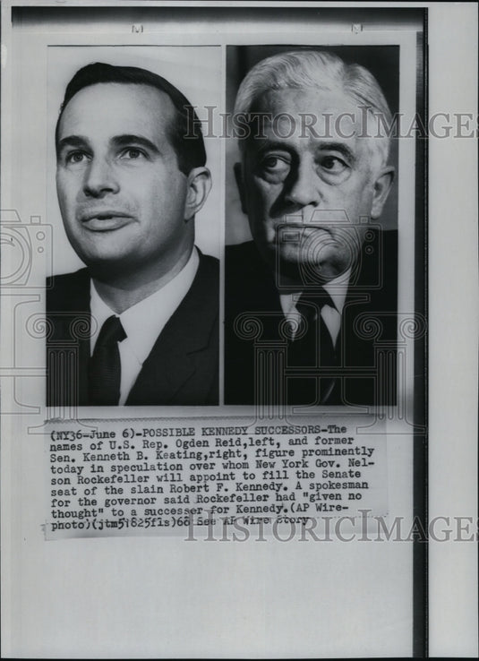 1968 Press Photo U.S. Representative Ogden Reid and former Sen. Kenneth Keating - Historic Images